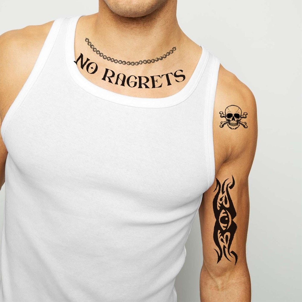 4 Sheets No Ragrets Temporary Tattoos Barbed Wire Medium, black