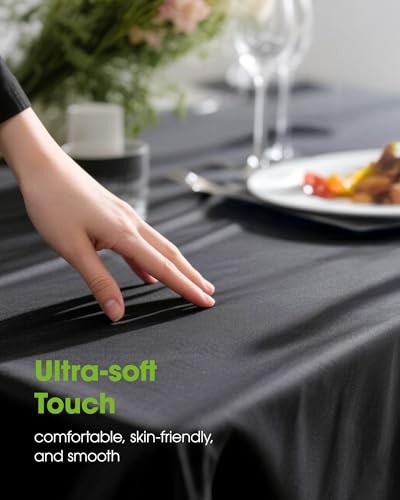 Rectangle Table Cloth 60" x 84" – Durable Polyester 84" x 60" - 1 Pack Black