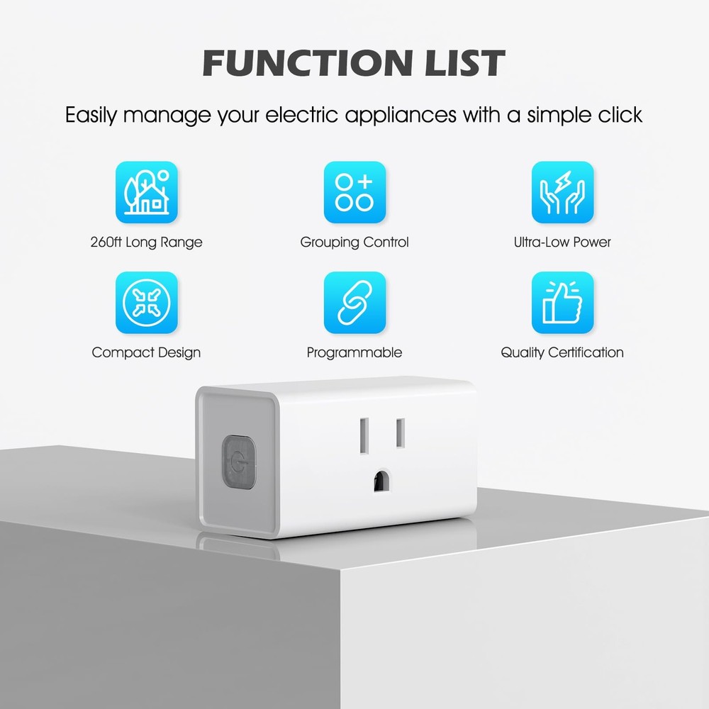 4-Outlet Remote Control Plug Kit, 1 Remote, 260ft Range, 15A, Wireless, ETL