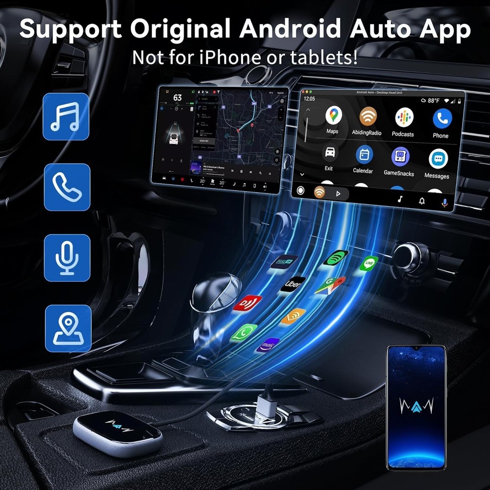 Android Auto Wireless Adapter, Wireless Carplay Adapter, Latest NFC Touchscreen