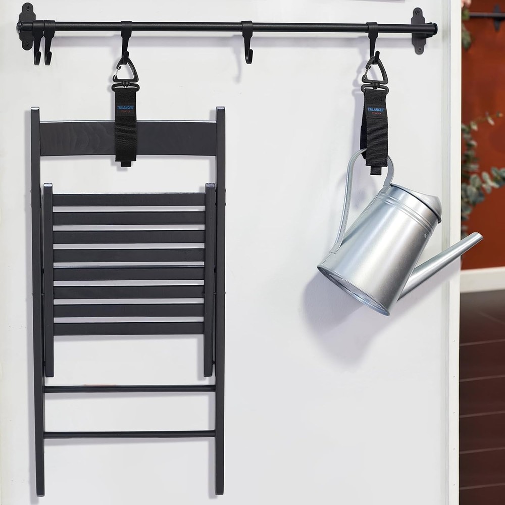 Hook-and-Loop Storage Straps with Triangular Buckle to Hang on Walls for Garage