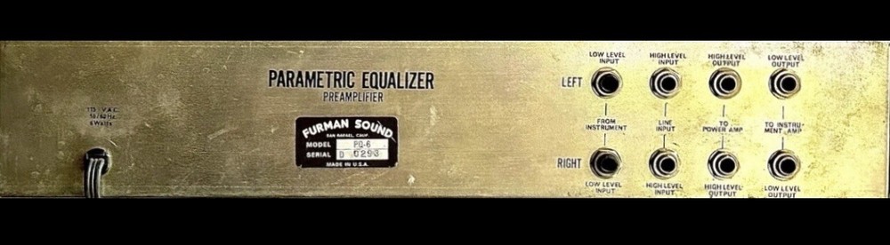 Furman Parametric EQ-Model # PQ6—Vintage Equalizer—“NEWLY REPLACED IC’s”