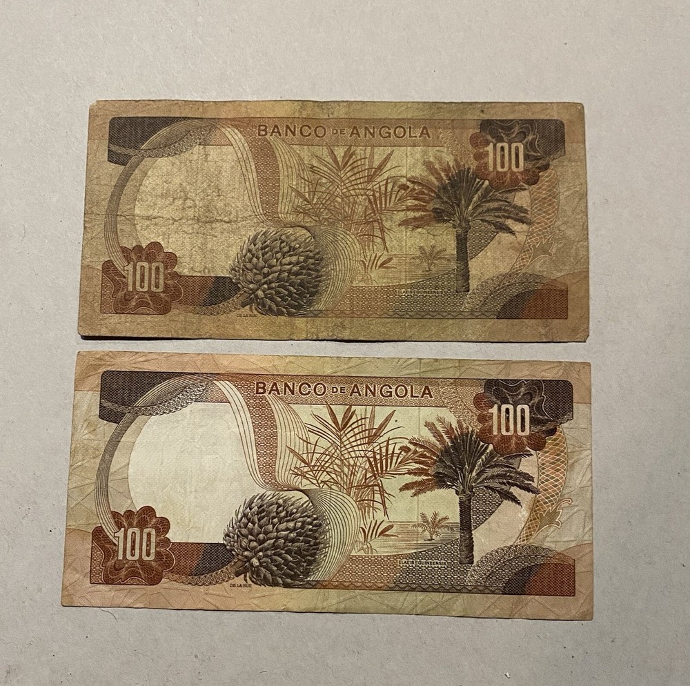 2 x 100 Angola Escudos banknote 1972