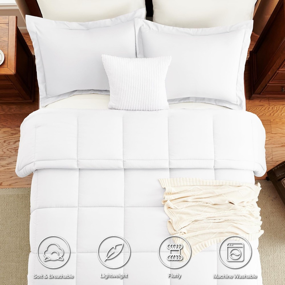 CozyLux Oversized King Comforter Set, 3 Pieces White King,