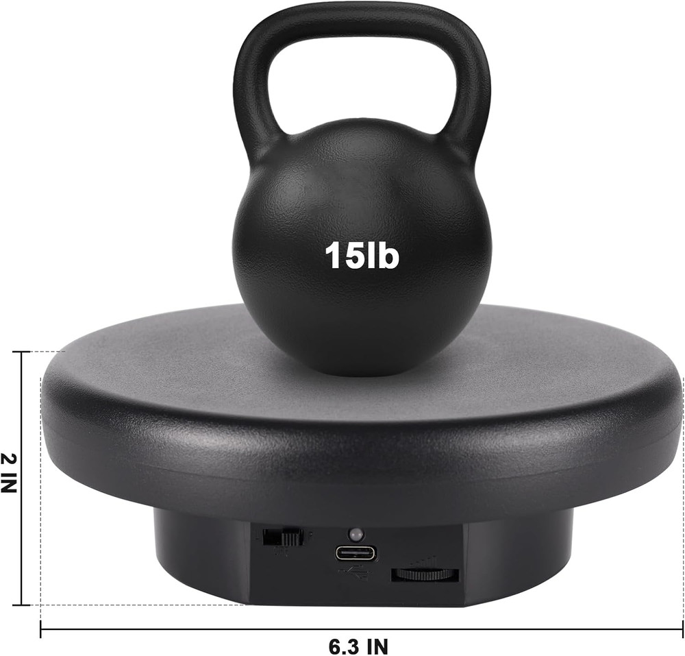 360° Rotating Display Stand Motorized Turntable 6.3" 15lb USB Black
