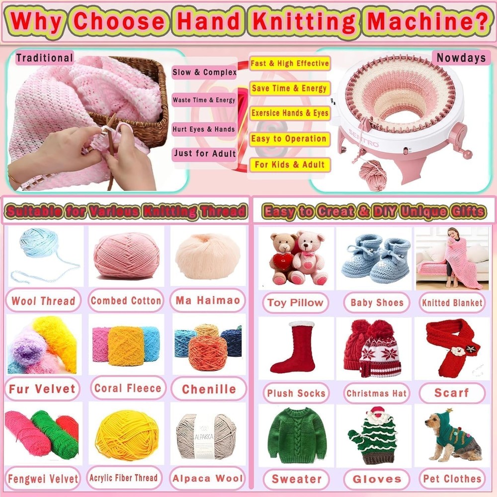 48 Knitting Machine, 48 Needles Knitting Machine with Row Counter