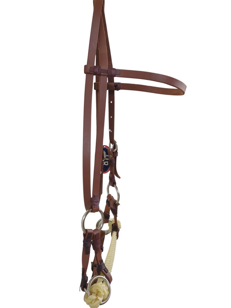 HR Saddlery Leather Western Side Pull Bridle Premium Bitless Training Headstall