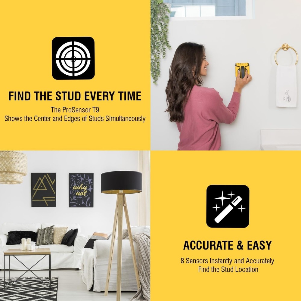 Ultimate ProSensor T9 Stud Finder with 8 Sensors - Reliable Wall Scanner