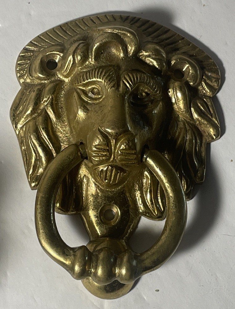Vintage Lion Head Door Knocker Solid Brass 4 X 3”