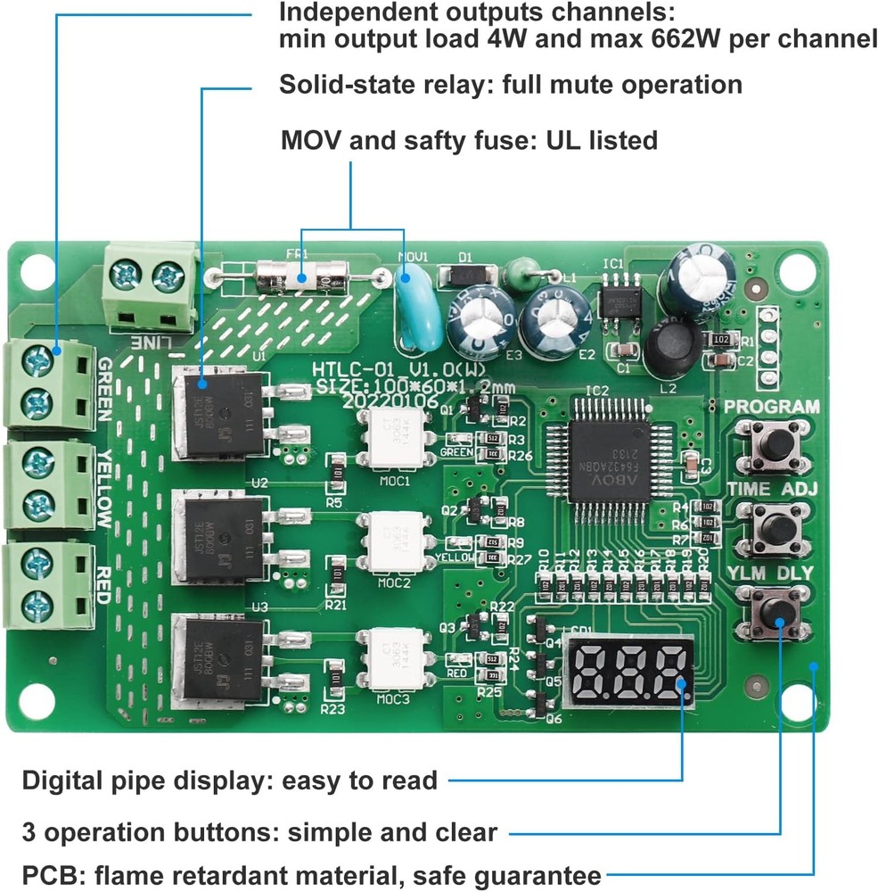 3 Channel Traffic Light Controller Sequencer 85VAC 265VAC with...
