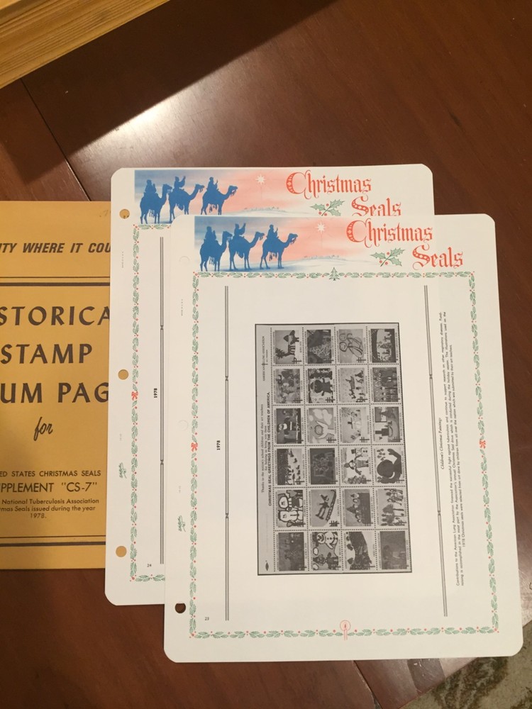 1 New Package of 2 White Ace Pages-Topical's-Christmas Seals CS-7