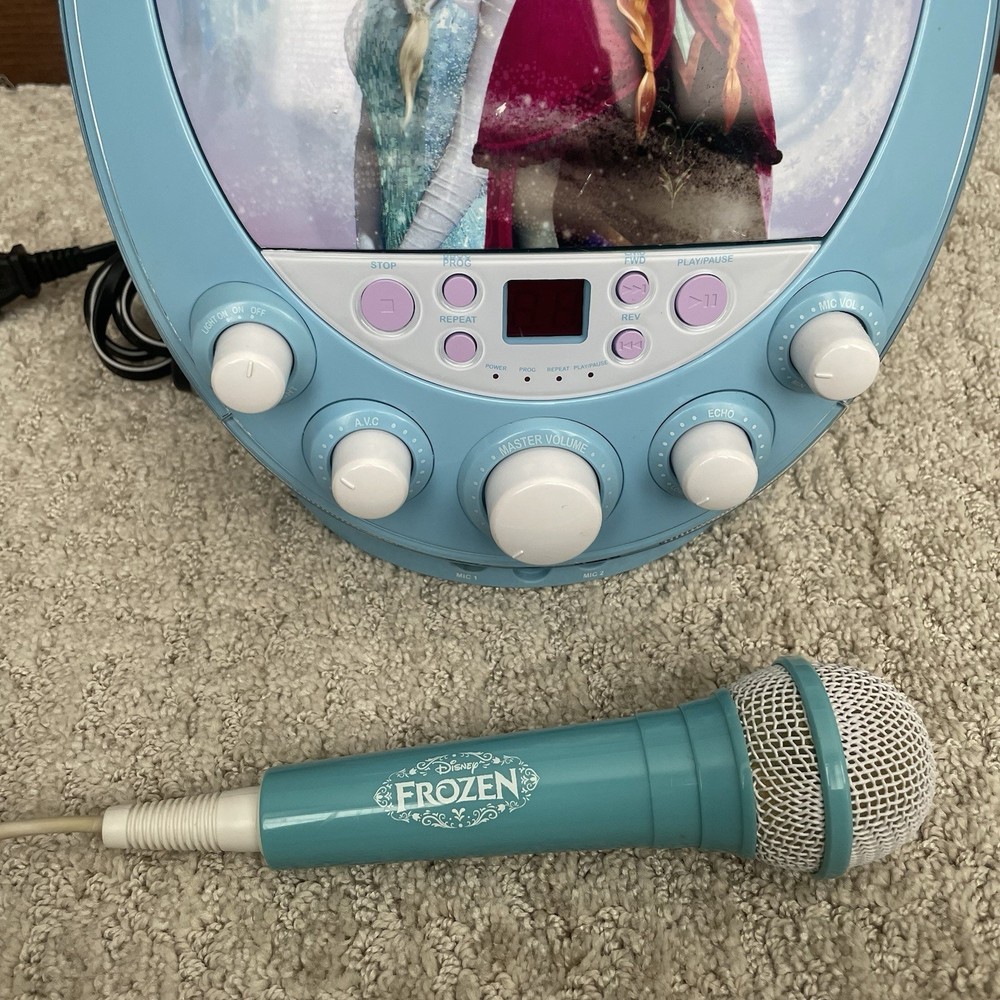 Disney Frozen Lighted Karaoke Machine Includes One Microphone Tested Works!