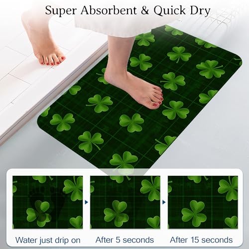 St. Patrick Day Bathroom Mat Quick St. Patrick Day Green Clover Checkered
