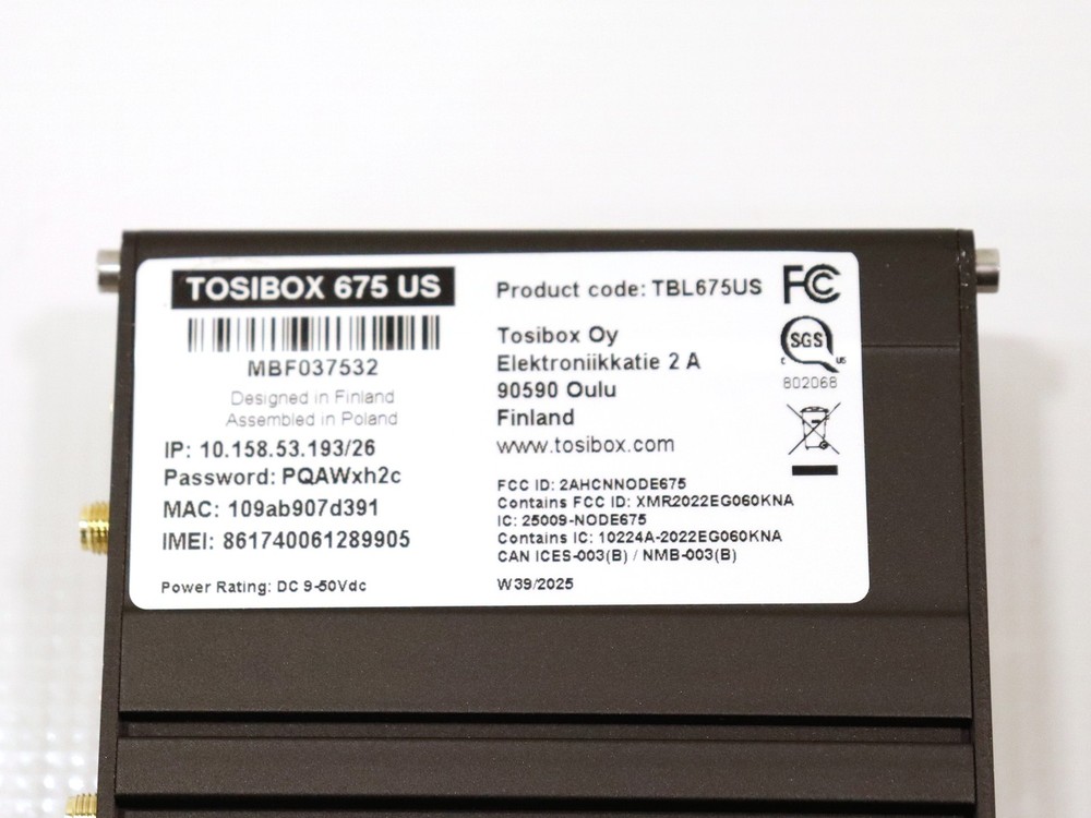 Tosibox 675 VPN Firewall TBL675US Remote Access Networking Device