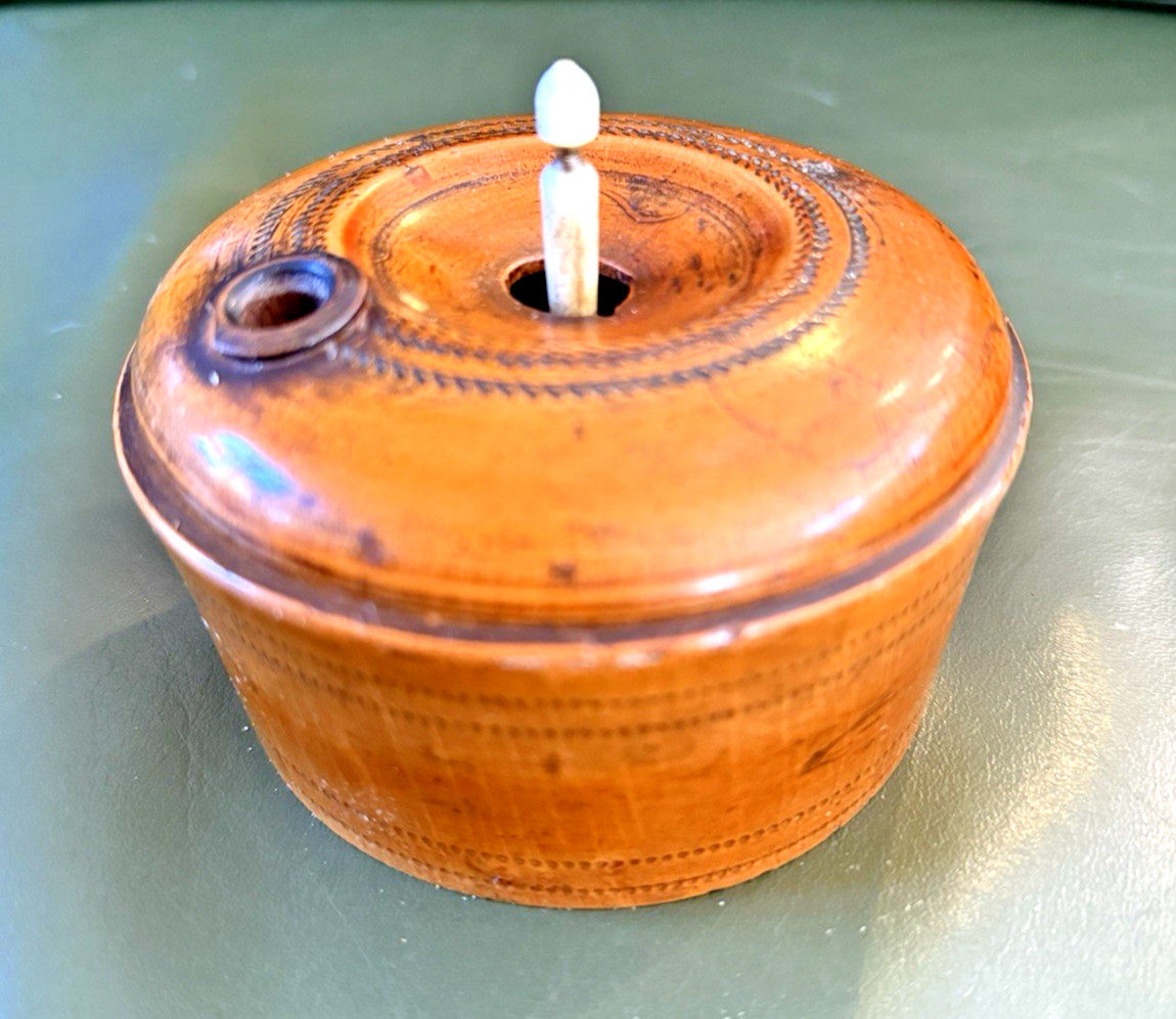 Antique Boxwood Cased Travelling Roulette Game Wheel