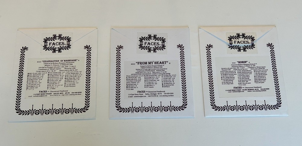 Barbara Bourgeau-Richards Faces Dimensional Needlework Patterns Lot 3