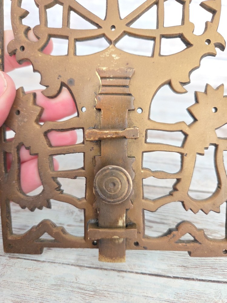 Vintage Ornate Solid Brass Surface Bolt Door Latch Lock Missing Catch