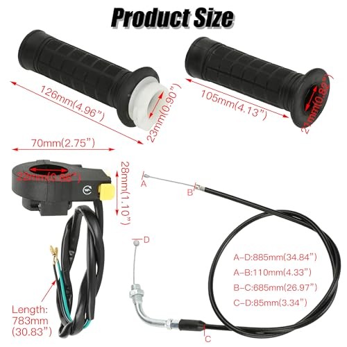 Throttle Cable Twist Throttle Handle Grip Assembly for 2 Stroke Engine 80cc