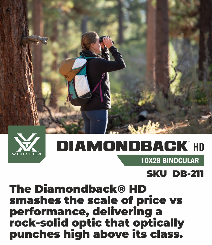 Vortex Optics Diamondback HD 10x28 Binocular with Free Camo Digital Hat Bundle