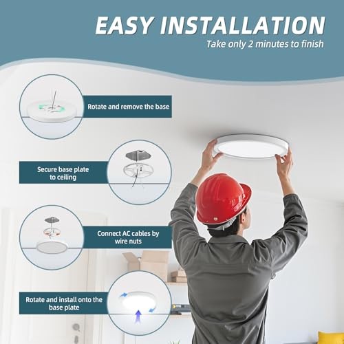 9inch Flush Mount Ceiling Light, Dimmable Ultra-Thin LED 9in - 1Pack White