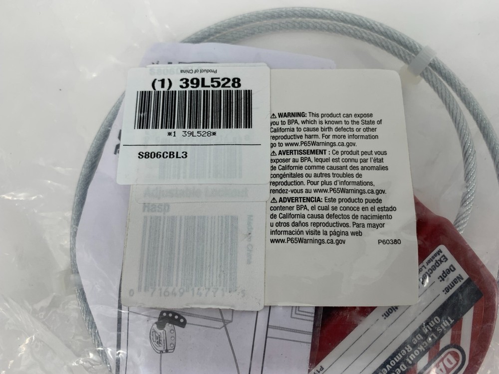 Master Lock 39L528 S806CBL3 Polyurethane Cable Lockout