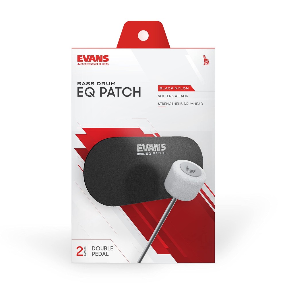 Evans EQ Double Bass Drum Pedal Patch Black Nylon 2-Pack EQPB2 Drum Accessory