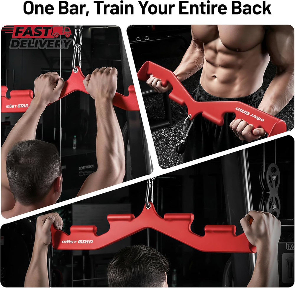 LAT Pull down Bar with 6 Ergonomic Handles, Neutral Grip LAT Pulldown Attachment