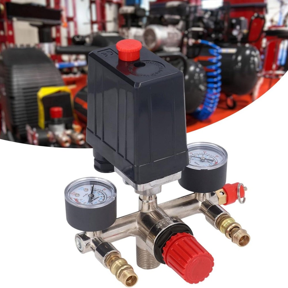 90-120PSI Adjustable Air Compressor Pressure Control Switch With Valve Gauges