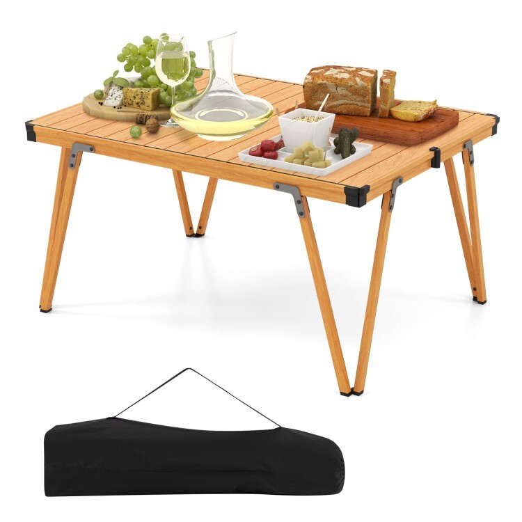 Folding Portable Camping Table Picnic Table w/Storage Bag & Waterproof Desktop