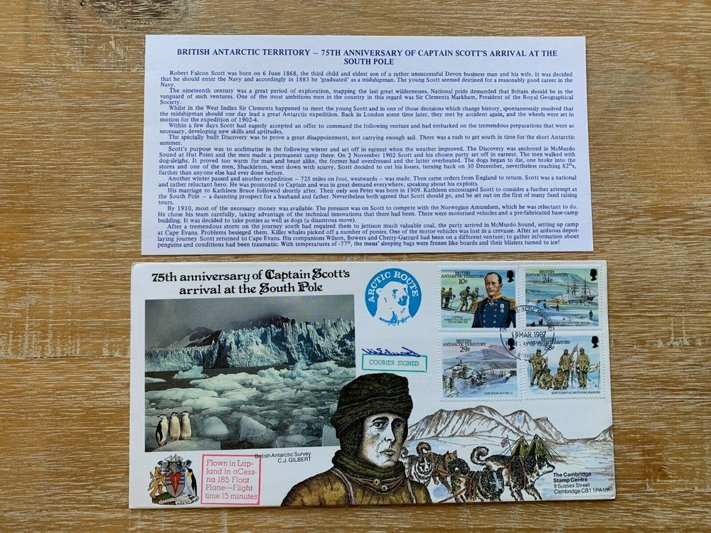 BAT BRITISH ANTARCTIC 1987 FDC SCOTT ARRIVAL LTD ED COURIER SIGNED CONCORDE 08