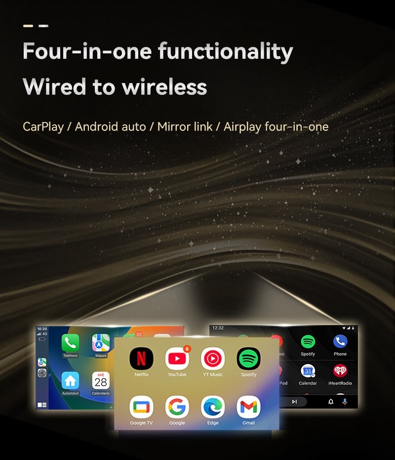 Wireless CarPlay Adapter for Apple iPhone & Android Auto USB Adapter Plug & Play