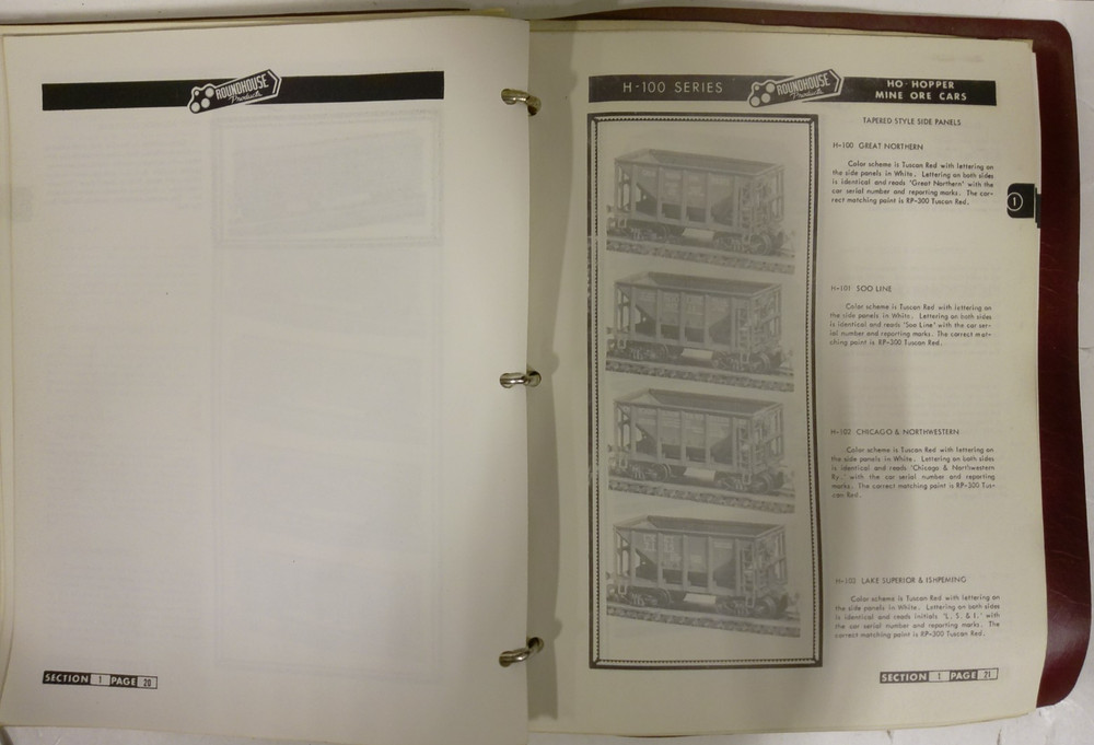 Roundhouse Model Die Casting 1956 Data Book Sheets & Binder
