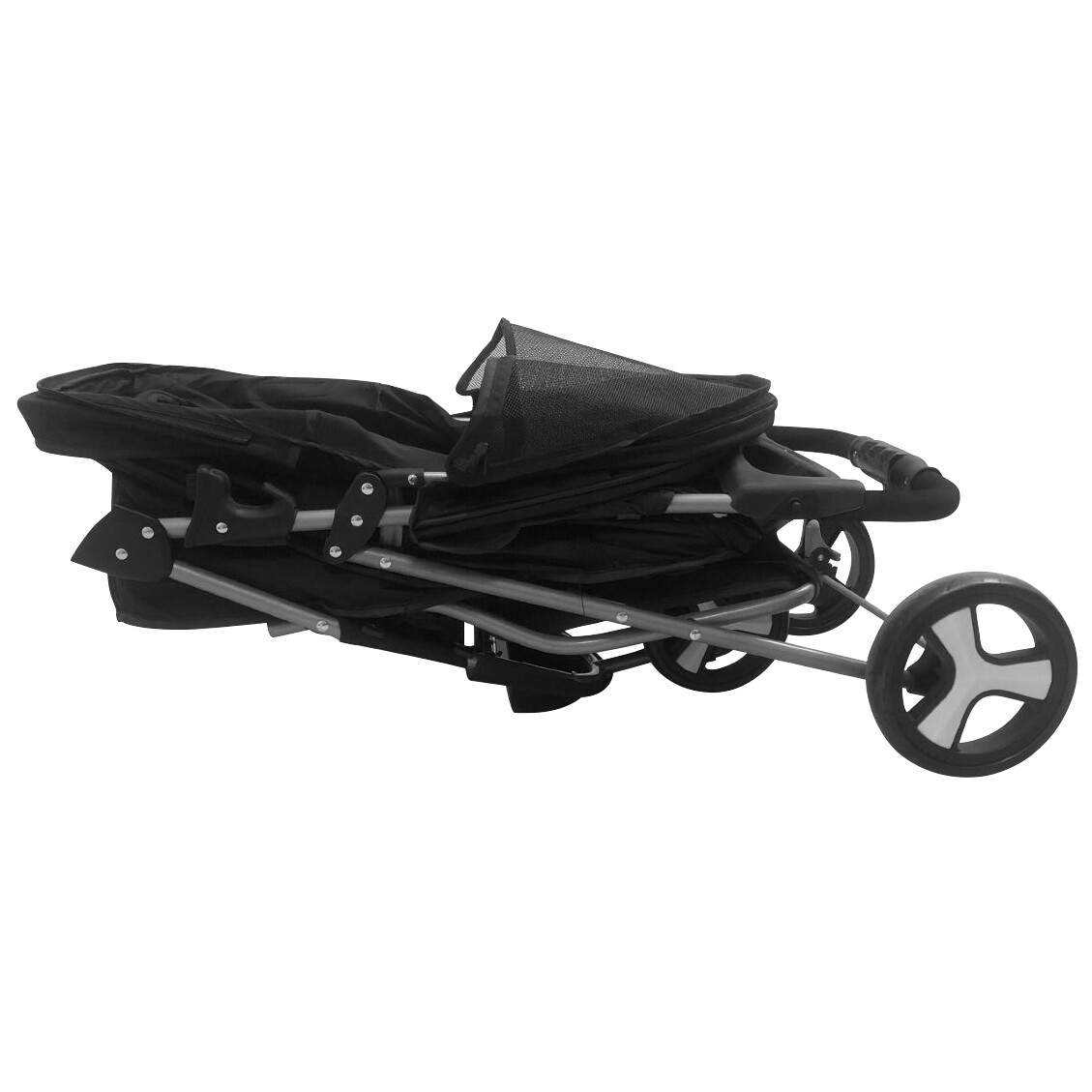 3 Wheels Pet Stroller Foldable Dog Stroller Cart Cat Carrier w/Cup Holder Black