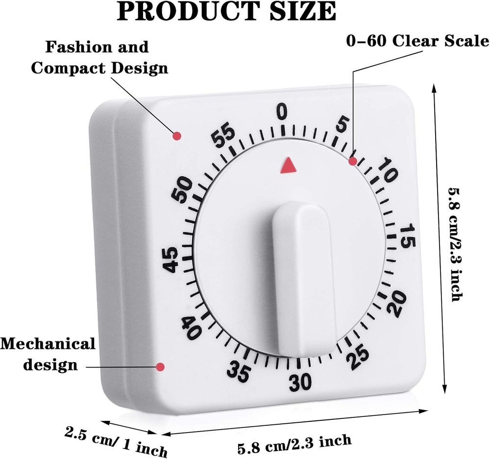 2Pcs Kitchen Cooking Timer Clock Mechanical Alarm 60 Minutes Count Down Counter