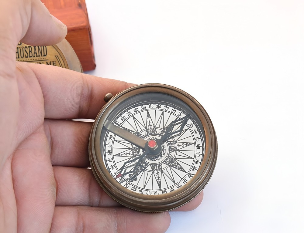 Engraved Brass Compass for Husband – Romantic Keepsake Gift,