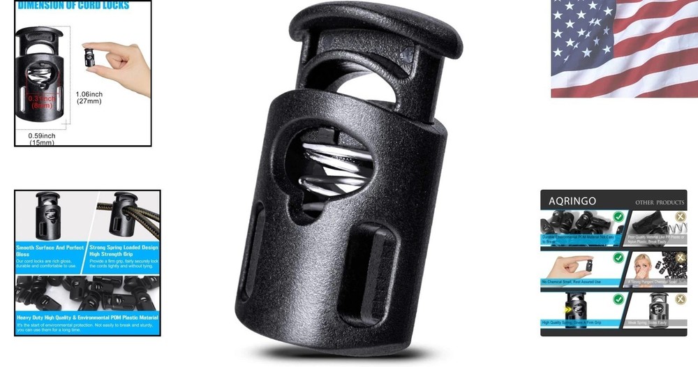 10 Pcs Durable POM Plastic Cord Locks - Secure Spring Toggles for Everyday Use