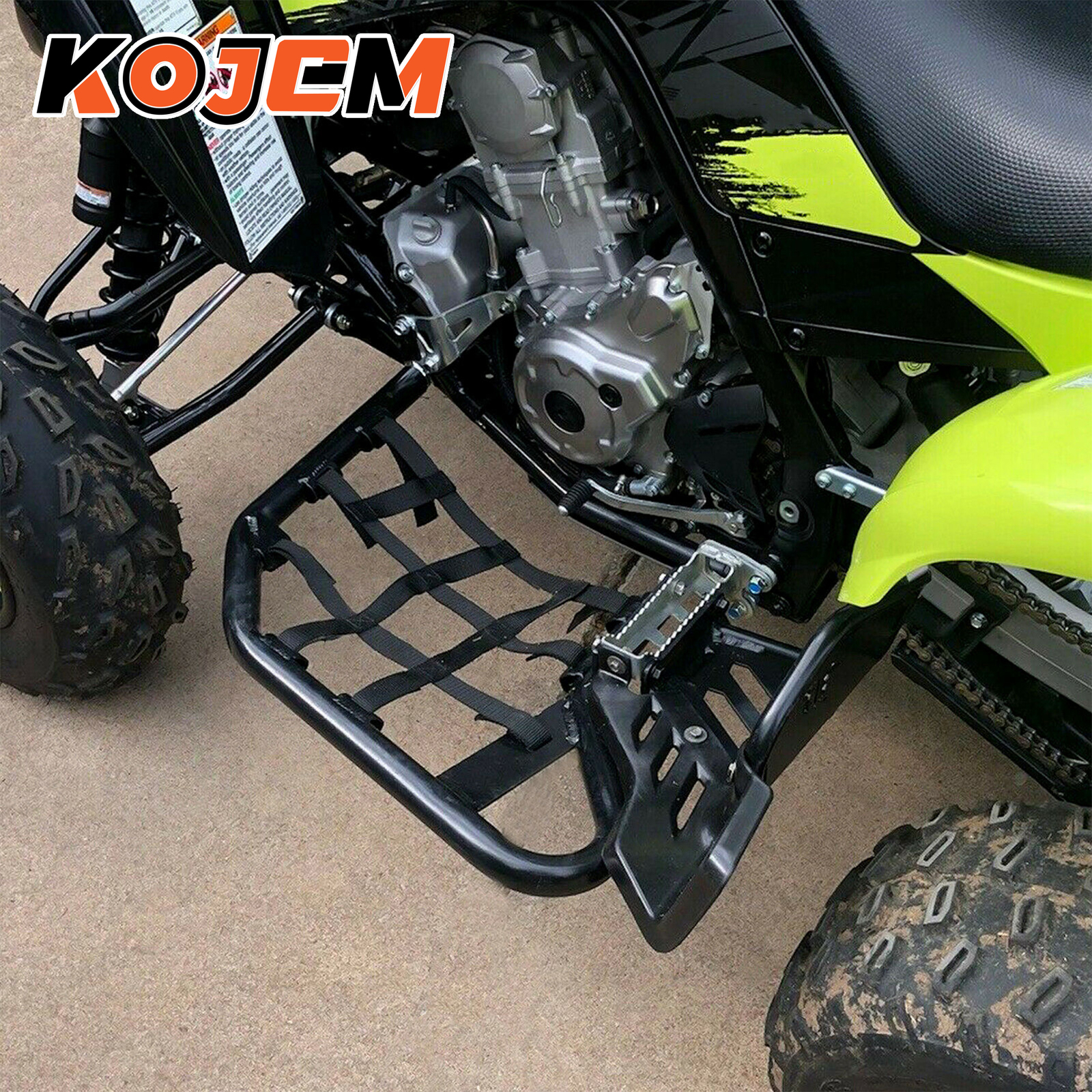 Nerf Bars For Yamaha Raptor 700 YFM 700 YFM700R Black W/ Black Net All Years