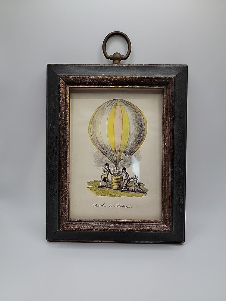 Vintage Charles & Robert's First Hydrogen Balloon Flight Lithograph