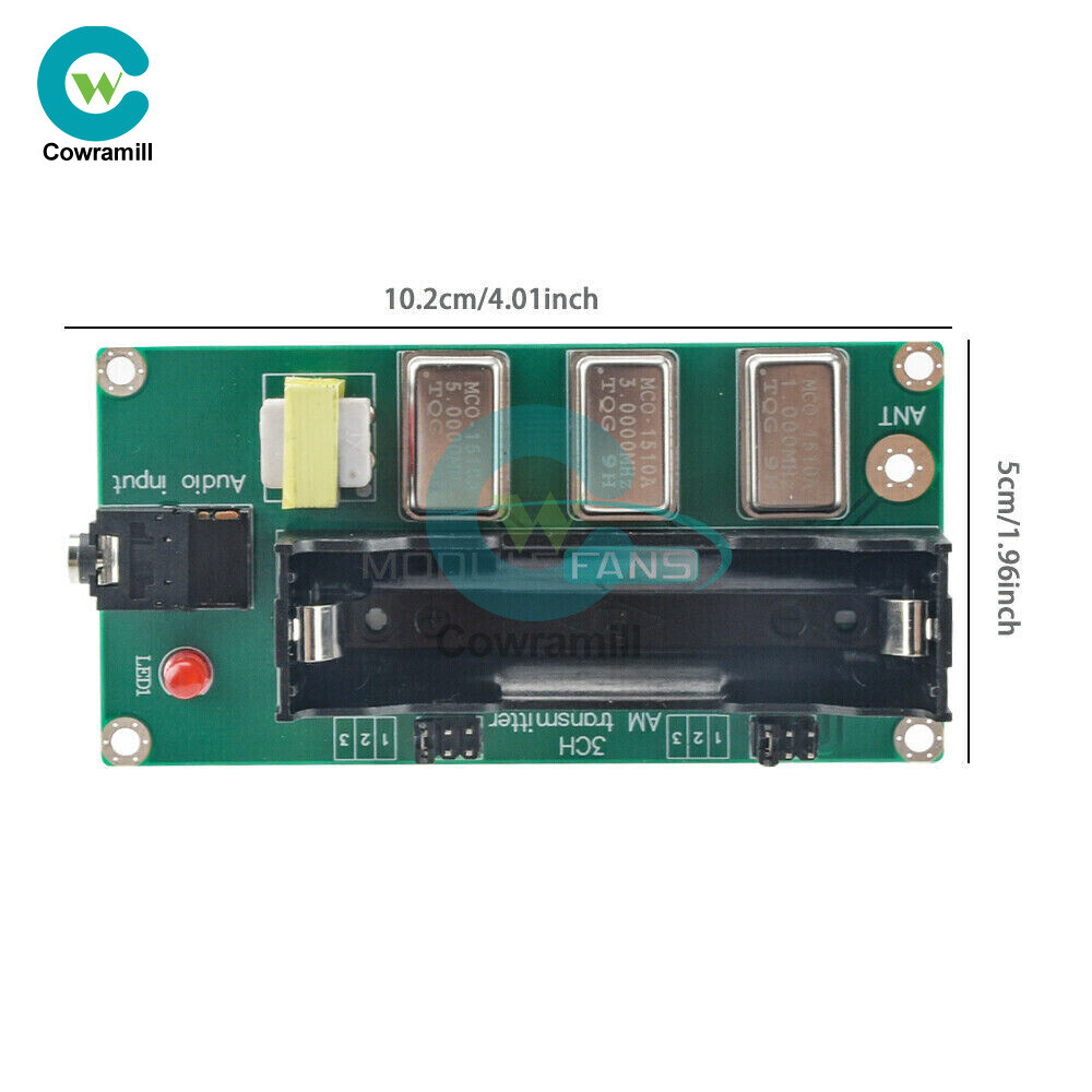 3Channels AM Transmitter 1MHz 3MHz 5MHz Finished Board w/ Antenna & Audio Cable