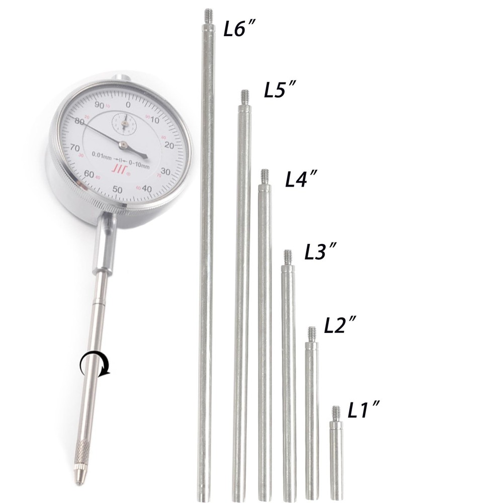 6pcs Dial Indicator Extension Stem Rod, 4-48 UNF Thread