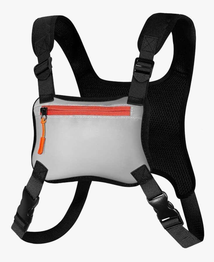 Neverwhy Reflective Running Chest Pack Phone Holder Adjustable Black Red