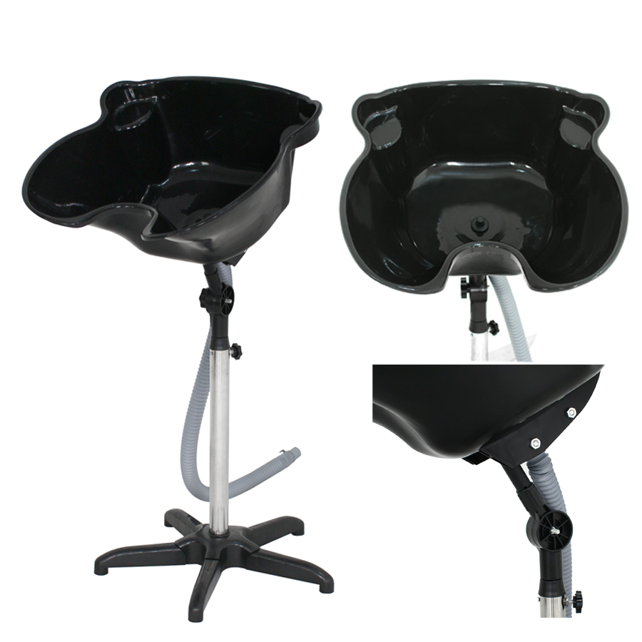 Height Adjustable Portable Salon Hair Shampoo Basin Treatment Bowl Black