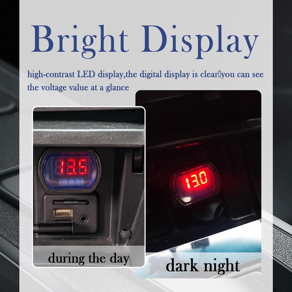 Car LED Cigarette Lighter Voltage Meter with Digital Display,12V/0.1A 1PC