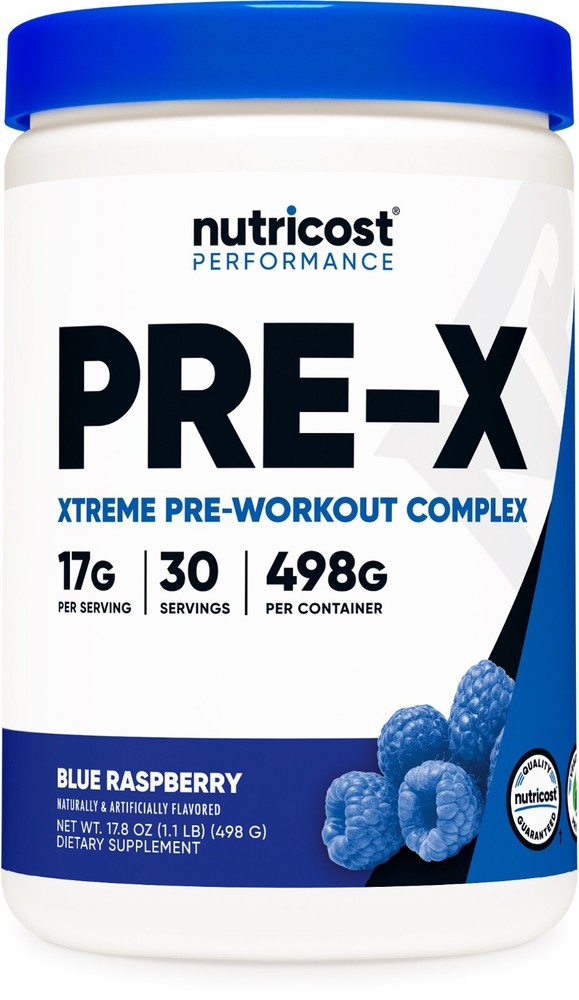 Nutricost Pre-X, Xtreme Pre-Workout Powder Complex, Blue Raspberry, 30 Servings
