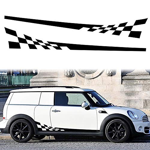 1 Pair 77.2'' Racing Checkered Flag Side Stripe Decals Compatible with Mini
