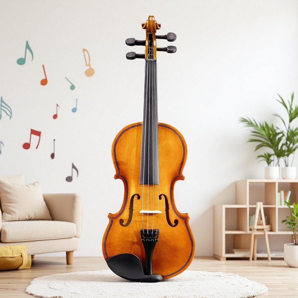 3/4 Size Acoustic Beginner Violin Set - Shoulder Rest, Strings Set, Natural