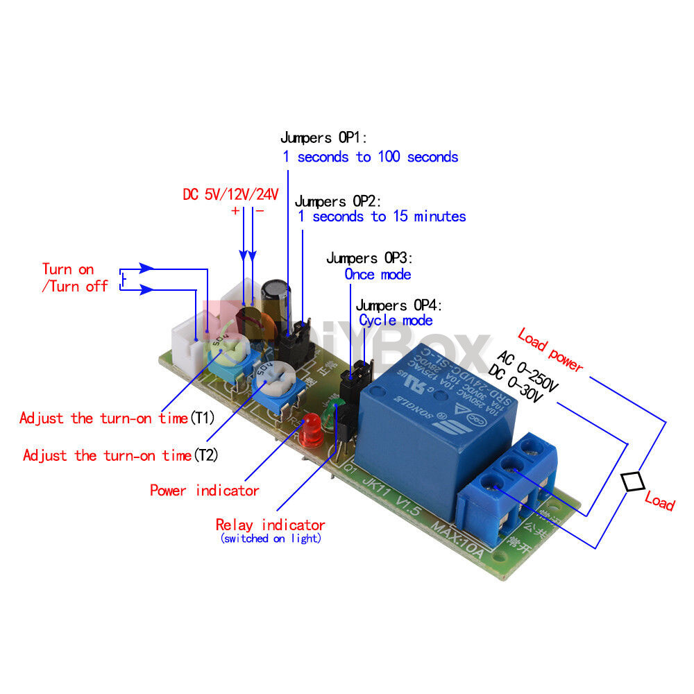 DC 5V 12V 24V Infinite Loop ON OFF Delay Relay Module Cycle Delay Timer Relay