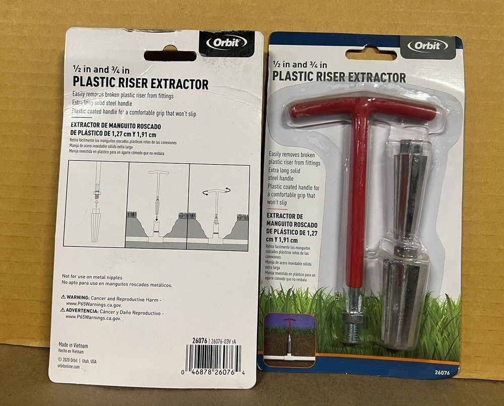 2PACK Orbit Sprinkler System 1/2" & 3/4" Plastic Riser Pipe Extractor, Fast Ship