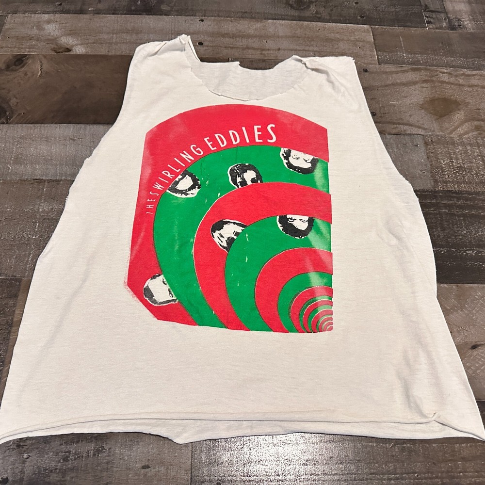 Vintage Swirling Eddies Size Medium Shirt Tattered Stained No Size Tag, Cut OFF