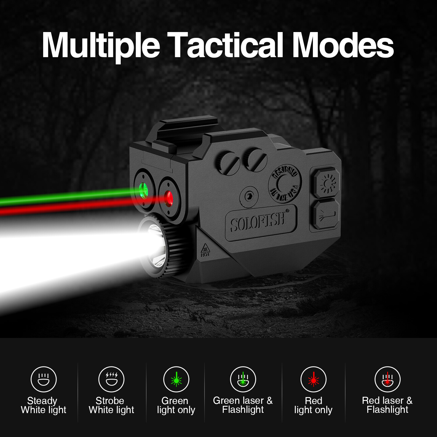 SOLOFISH Dual Laser Sight Purple/Green/Red for Pistol Picatinny Rail Mounted